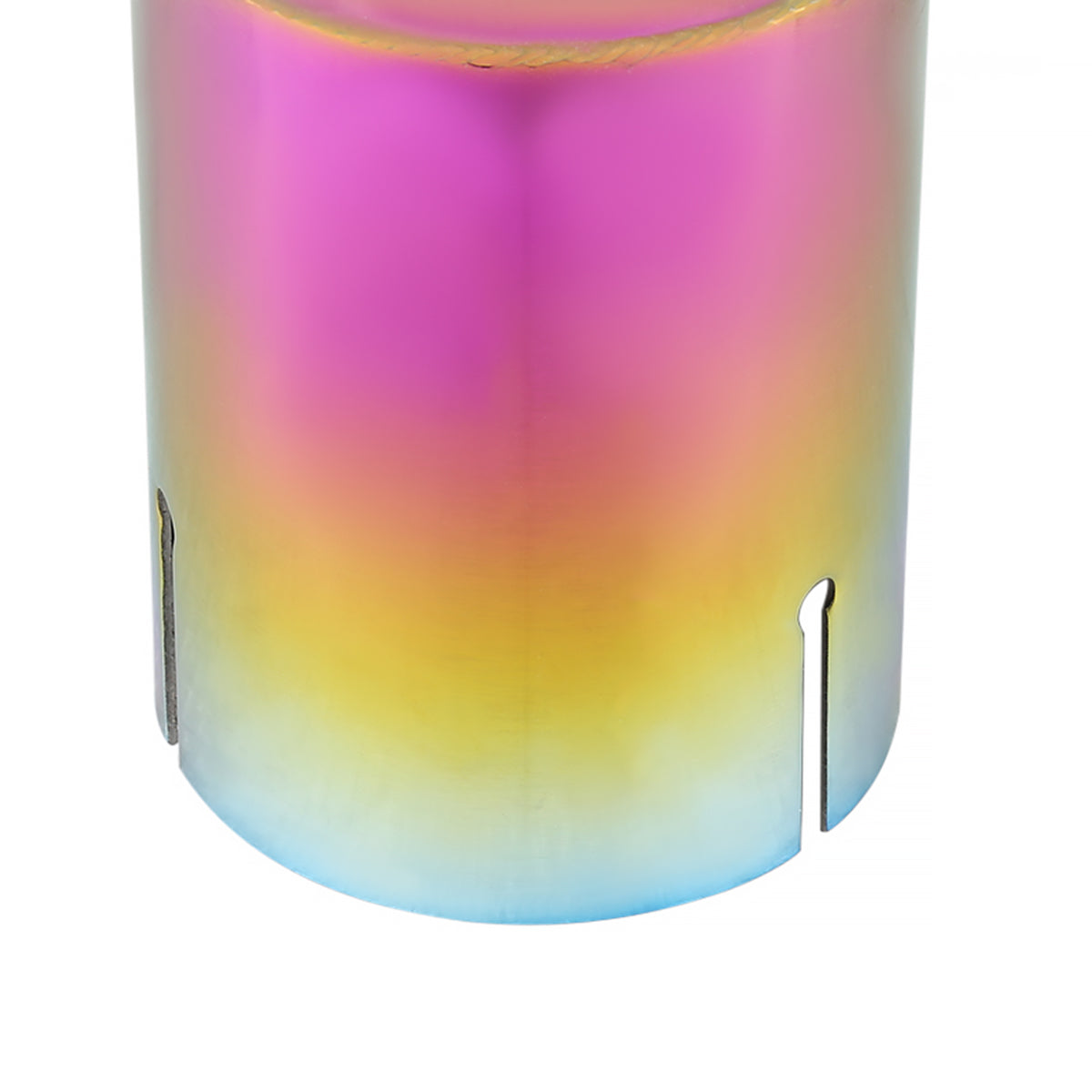 Universal 2.5" Inlet/3.875" Outlet Rainbow Stainless Steel Angled Burnt Purple Exhaust Tips - 2PC