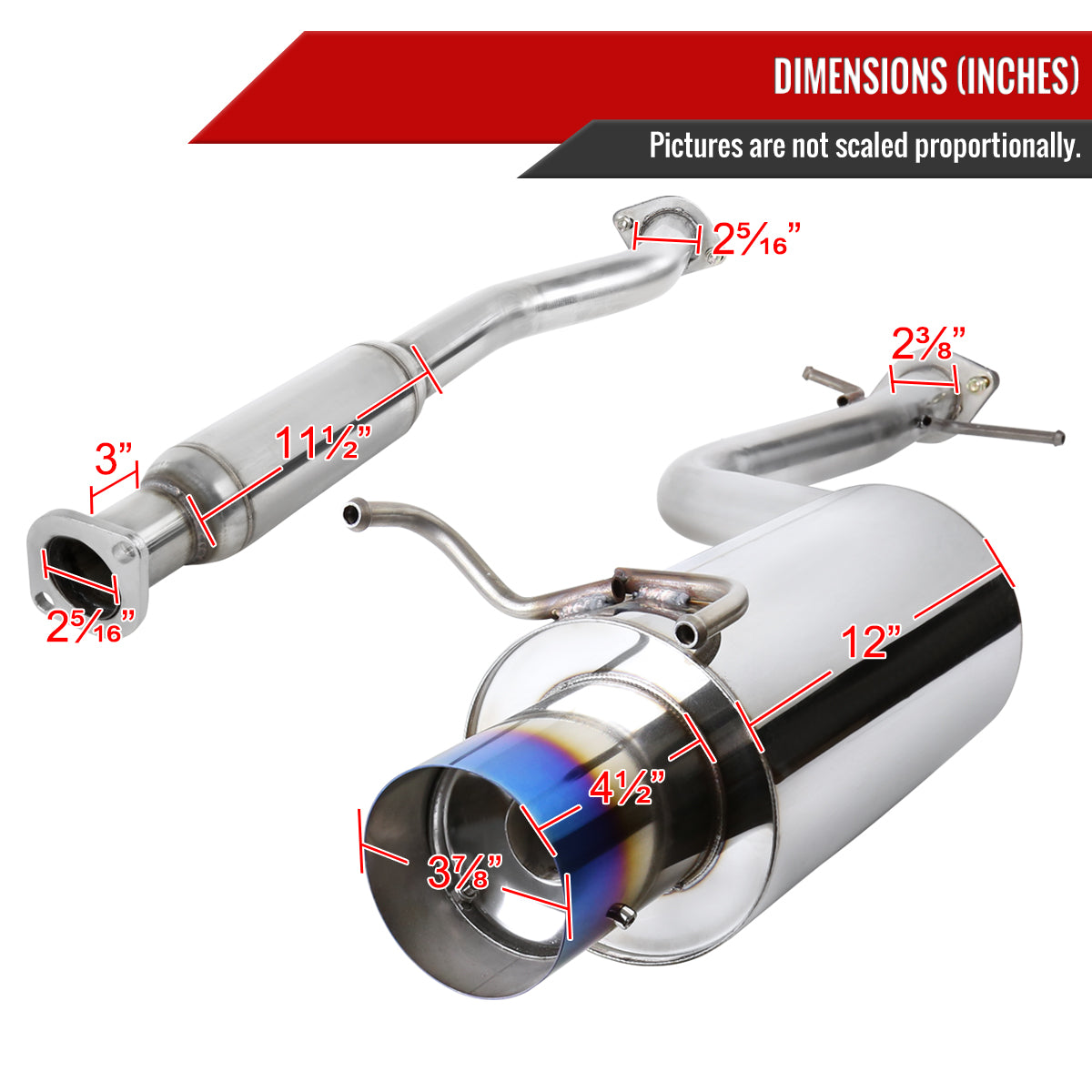 2001-2005 Lexus IS300 T-304 Stainless Steel Catback Exhaust System w/ Burnt Tip