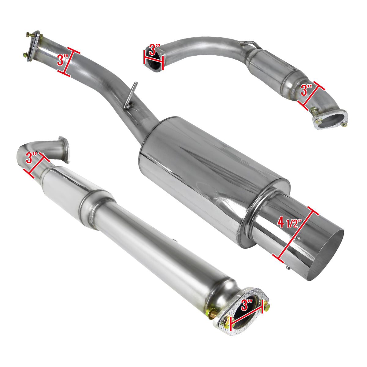 1995-1999 Mitsubishi Eclipse GST 2.0L Turbo T-304 Stainless Steel N1 Style Catback Exhaust System