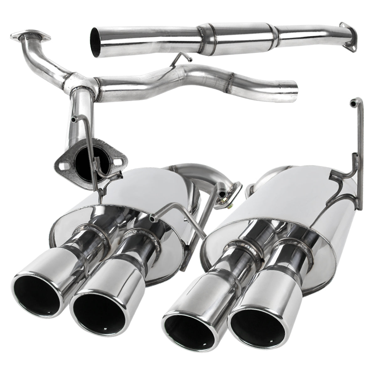 2008-2014 Subaru Impreza WRX STI Sedan T-304 Stainless Steel Dual Catback Exhaust System w/ Quad Tips