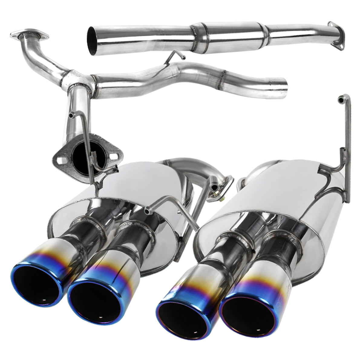 2008-2014 Subaru Impreza WRX STI Sedan Dual Catback Exhaust System (Burnt Quad Tip)
