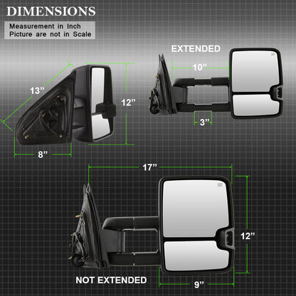 SPYDER xTune Chevy Silverado 14-16 Heated Amber LED Signal Telescoping Mirrors MIR-CSIL14S-G2-PWH-AM-SET 9936708