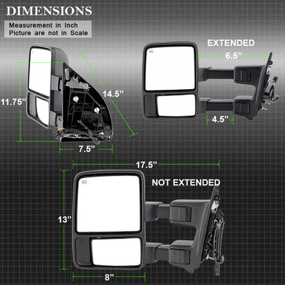 SPYDER xTune Ford SuperDuty 08-15 Extendable Heated Mirrors w/ LED Signal Smoke MIR-FDSD08S-PW-SM-SET 9935831