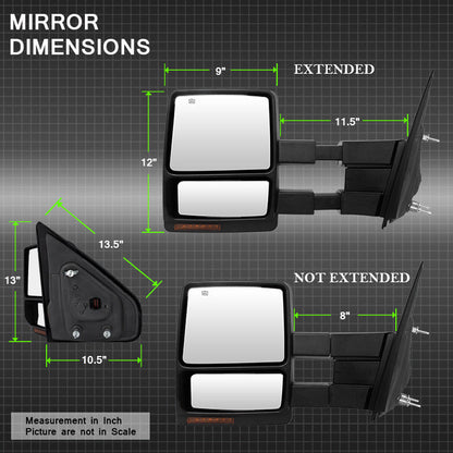 SPYDER Xtune Ford F150 04-06 Power Heated Amber LED Signal Telescoping Mirror Left MIR-FF15004S-PWH-AM-L 9935367