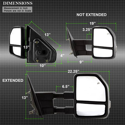 SPYDER xTune 04-14 Ford F-150 Heated LED Telescoping Mirrors - Smoke (Pair) (MIR-FF15009S-G4-PWH-SM-SET) 9943089