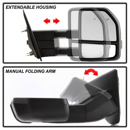 SPYDER xTune 04-14 Ford F-150 Heated LED Telescoping Mirrors - Smoke (Pair) (MIR-FF15009S-G4-PWH-SM-SET) 9943089