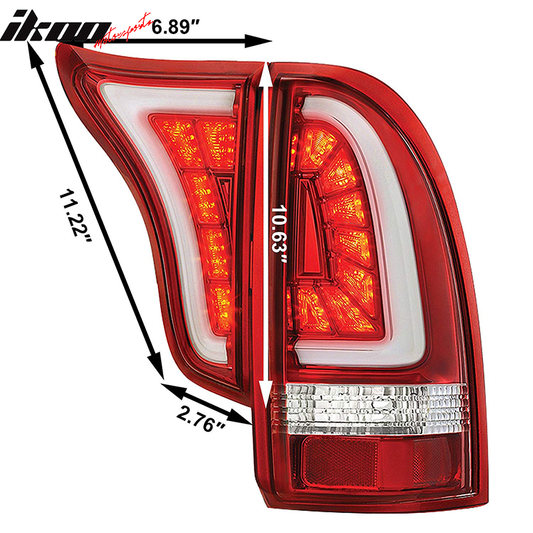 2005-2015 Toyota Tacoma CR Clear Lens Red Housing LED Tail Lights 4PC