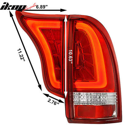 2005-2015 Toyota Tacoma RC Red Lens Chrome Housing LED Tail Lights 4PC
