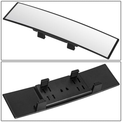 Universal Convex Wide Angle Rear View Mirror 11x3 Black