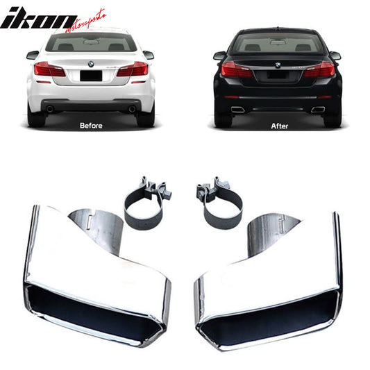 2011-2016 BMW 5 F10 F11 F18 Chrome Exhaust Muffler Tip Stainless Steel