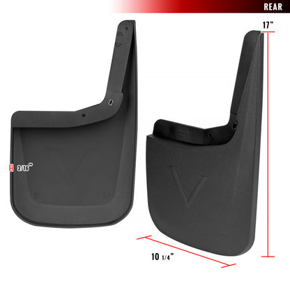 2015-2018 Ford F-150 Black ABS Front & Rear Mud Flap Splash Guards (Models without OEM Wheel Lip Moldings)