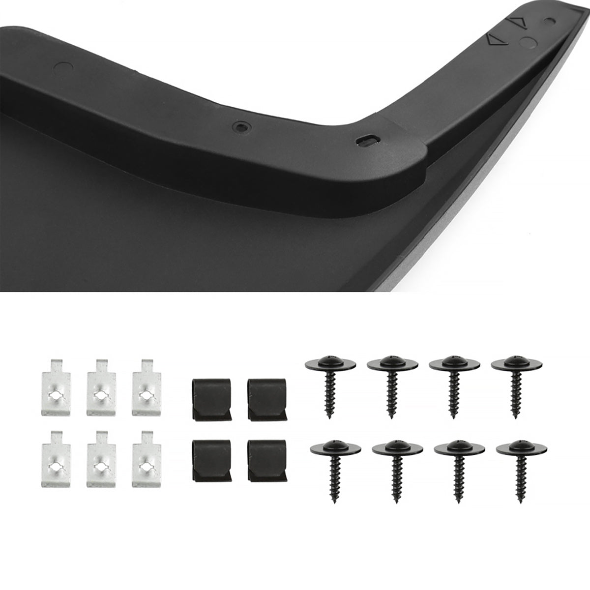 2015-2018 Ford F-150 Black ABS Front & Rear Mud Flap Splash Guards (Models without OEM Wheel Lip Moldings)