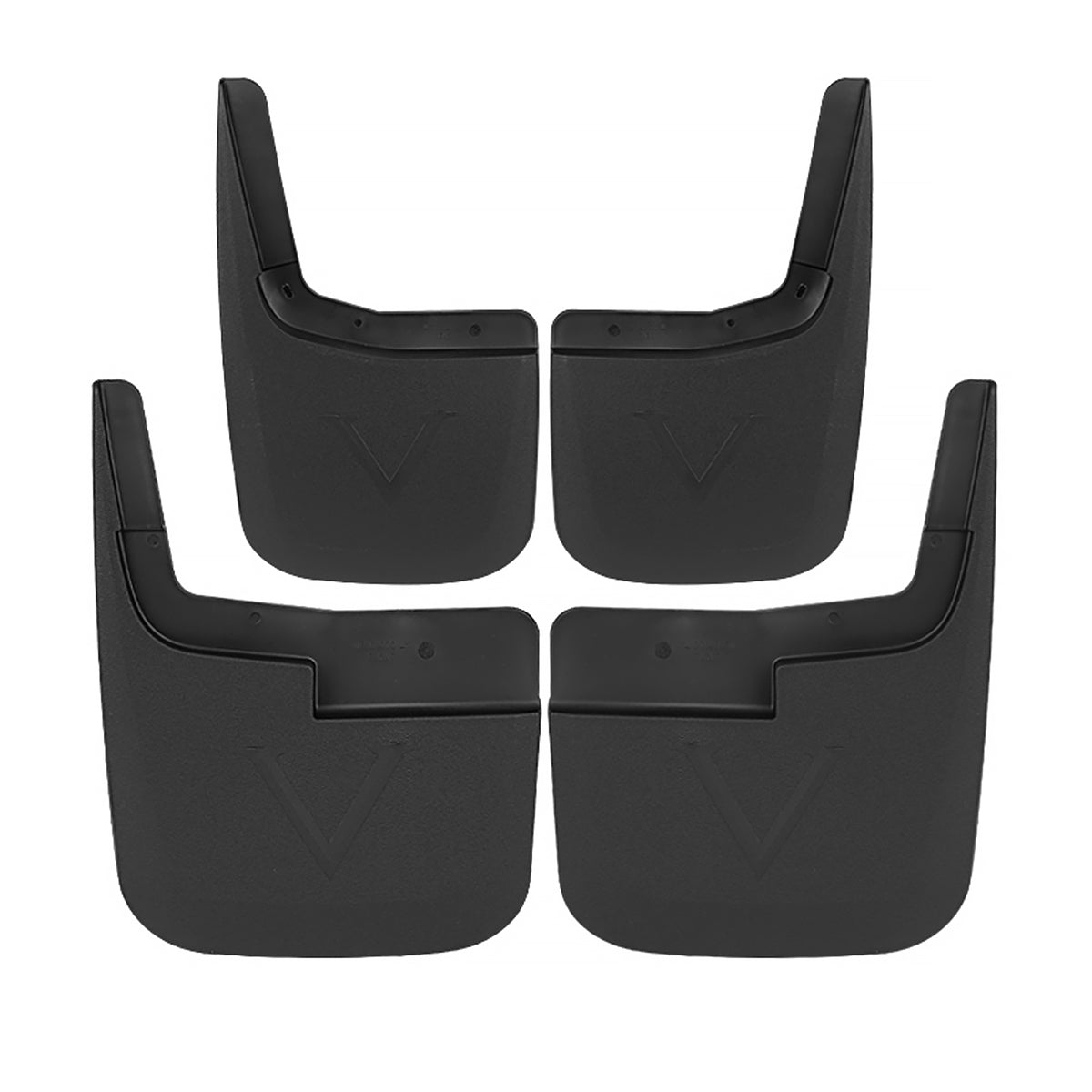 2015-2018 Ford F-150 Black ABS Front & Rear Mud Flap Splash Guards (Models without OEM Wheel Lip Moldings)