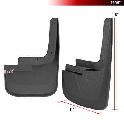 2015-2018 Ford F-150 Black ABS Front & Rear Mud Flap Splash Guards (Models with OEM Wheel Lip Moldings)