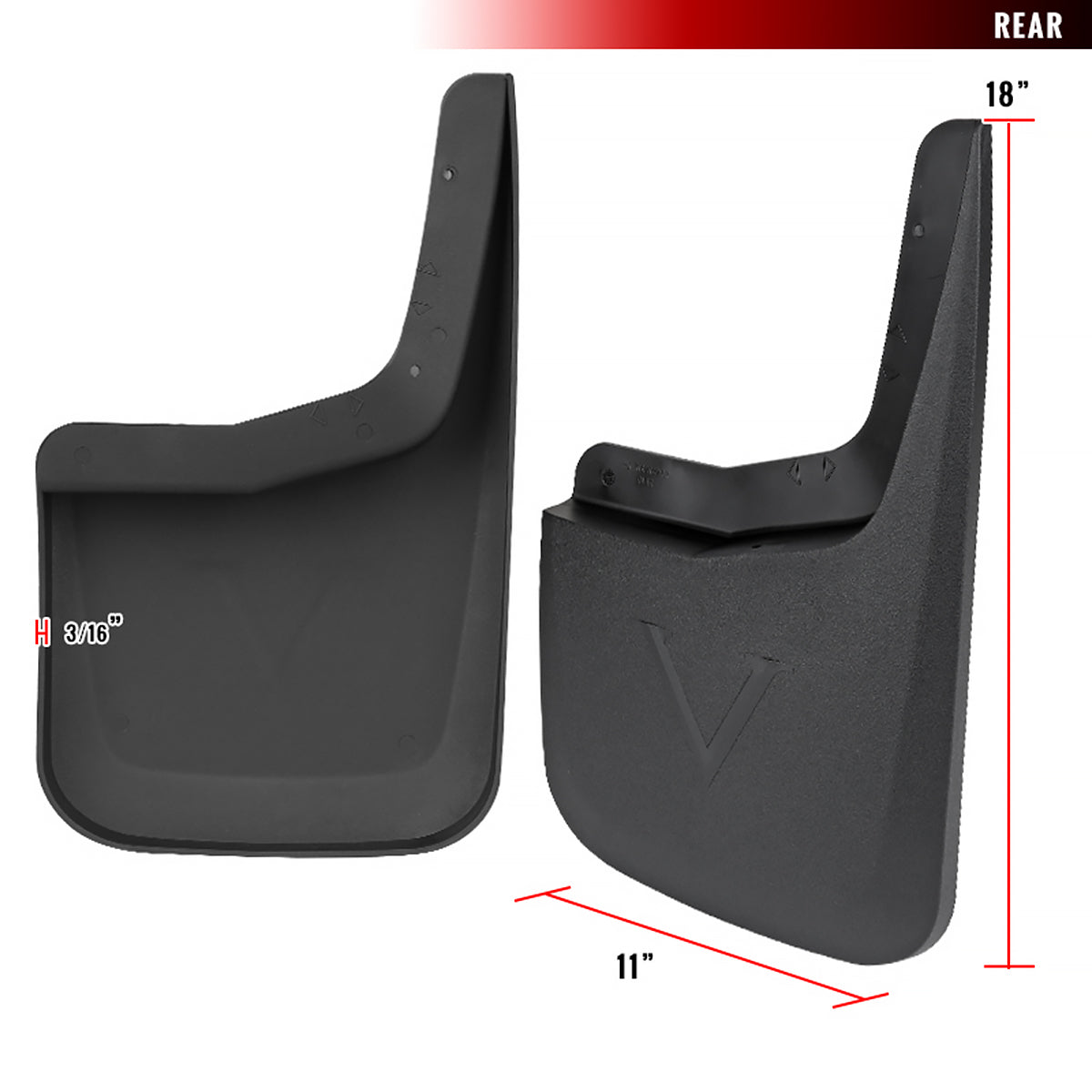 2015-2018 Ford F-150 Black ABS Front & Rear Mud Flap Splash Guards (Models with OEM Wheel Lip Moldings)
