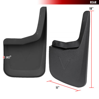 2015-2018 Ford F-150 Black ABS Front & Rear Mud Flap Splash Guards (Models with OEM Wheel Lip Moldings)