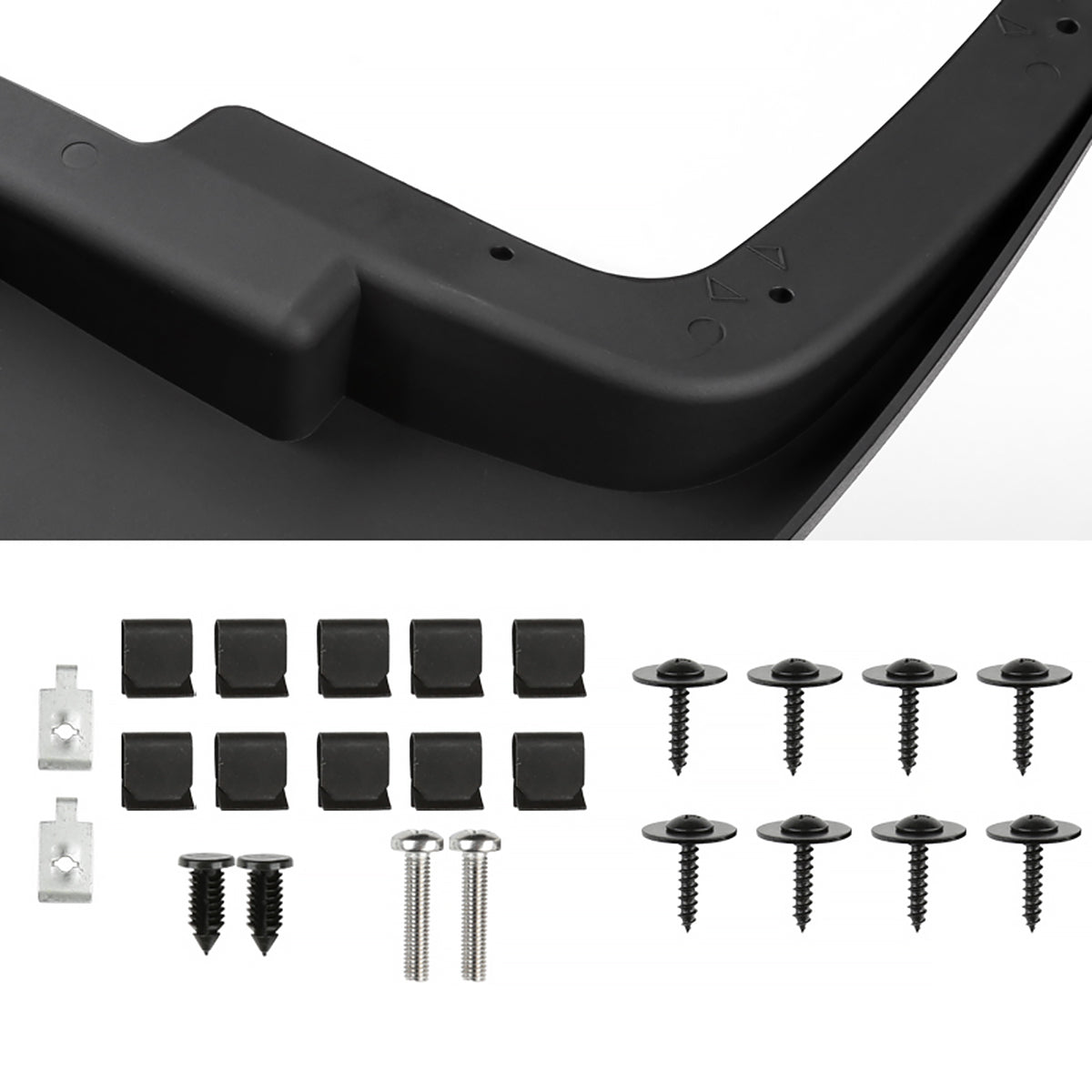 2015-2018 Ford F-150 Black ABS Front & Rear Mud Flap Splash Guards (Models with OEM Wheel Lip Moldings)
