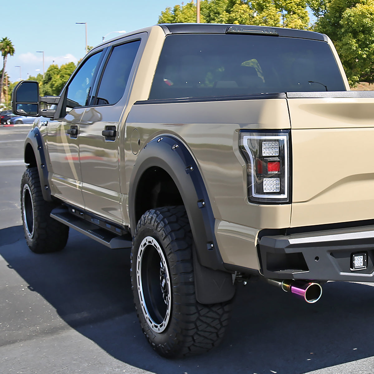 2015-2018 Ford F-150 Black ABS Front & Rear Mud Flap Splash Guards (Models with OEM Wheel Lip Moldings)