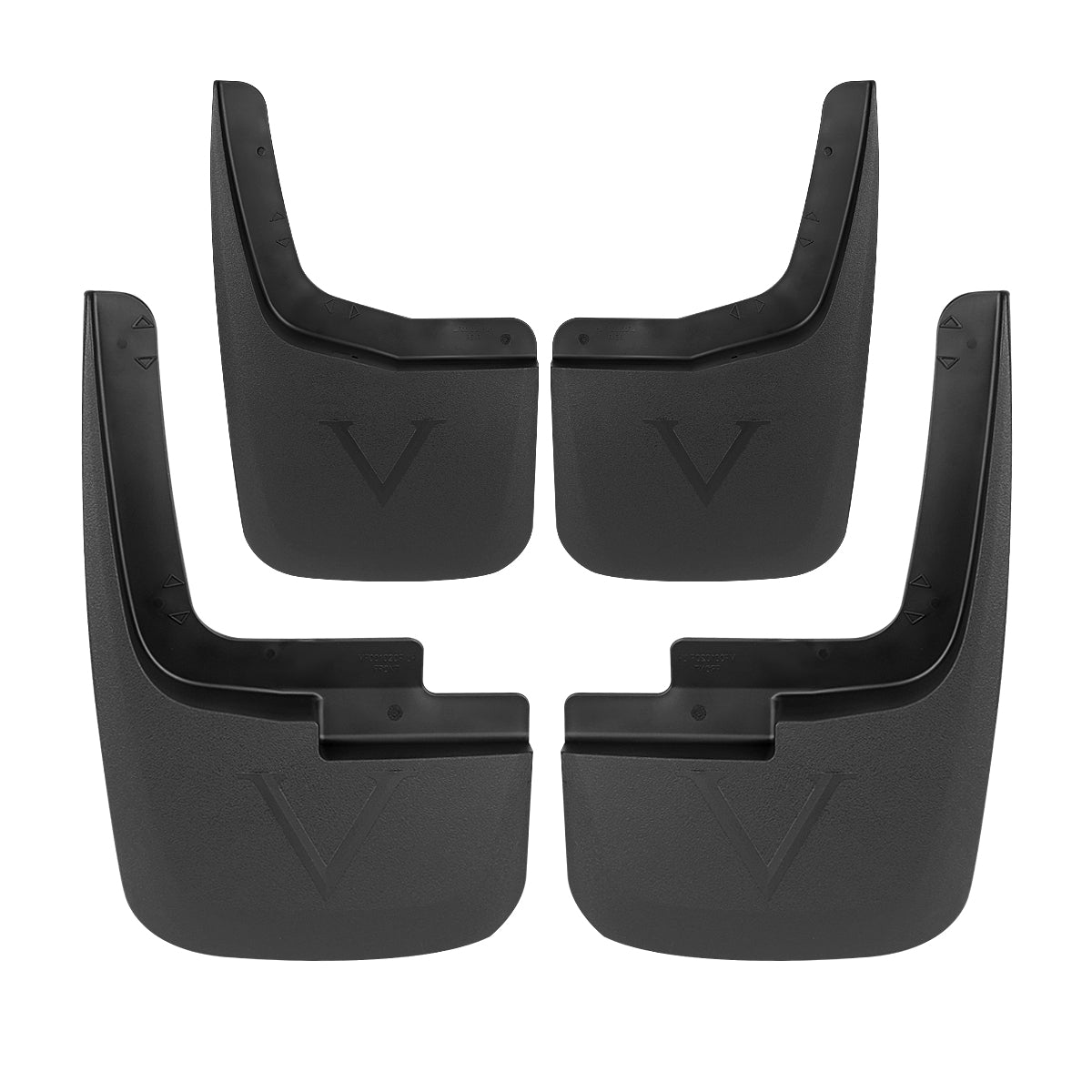 2015-2018 Ford F-150 Black ABS Front & Rear Mud Flap Splash Guards (Models with OEM Wheel Lip Moldings)