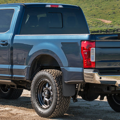 2017-2018 Ford F-250/F-350 Black ABS Front & Rear Mud Flap Splash Guards (Models without OEM Wheel Lip Moldings)