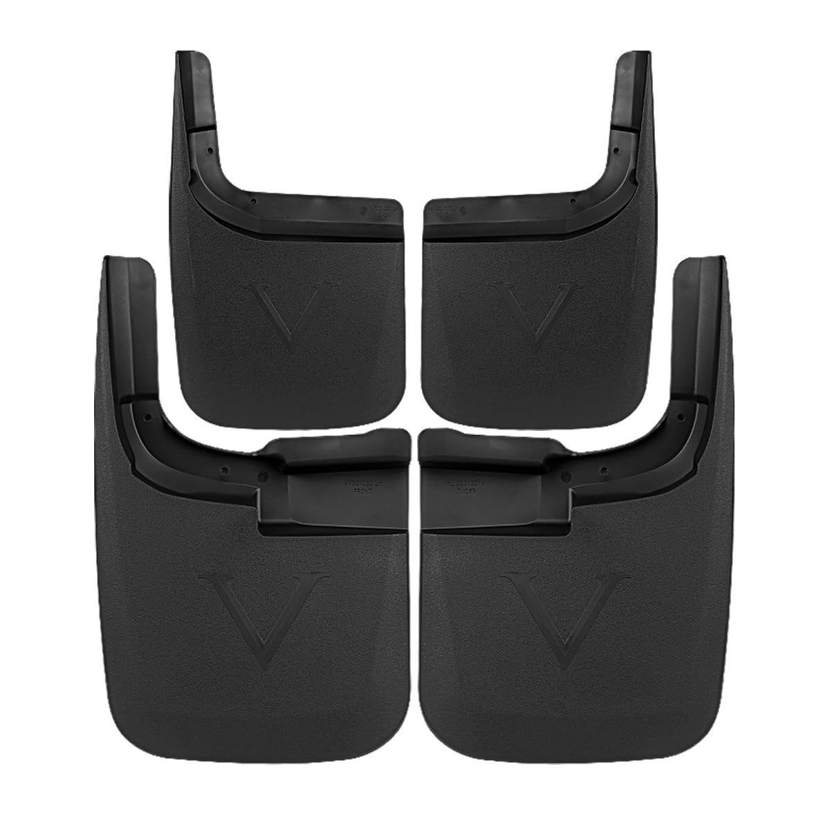 2017-2018 Ford F-250/F-350 Black ABS Front & Rear Mud Flap Splash Guards (Models without OEM Wheel Lip Moldings)