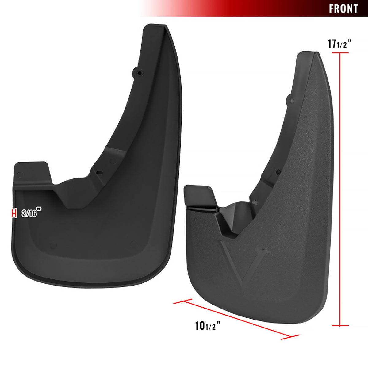 2009-2018 Dodge RAM 1500 / 2019-2021 Dodge RAM Classic / 2010-2018 RAM 2500 3500 Black ABS Front & Rear Mud Flap Splash Guards (Models without OEM Wheel Lip Moldings)