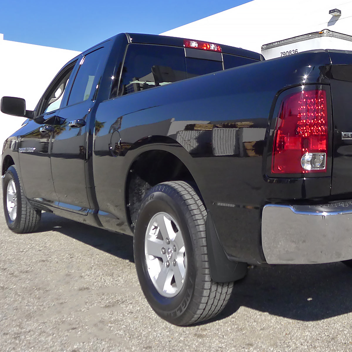 2009-2018 Dodge RAM 1500 / 2019-2021 Dodge RAM Classic / 2010-2018 RAM 2500 3500 Black ABS Front & Rear Mud Flap Splash Guards (Models without OEM Wheel Lip Moldings)