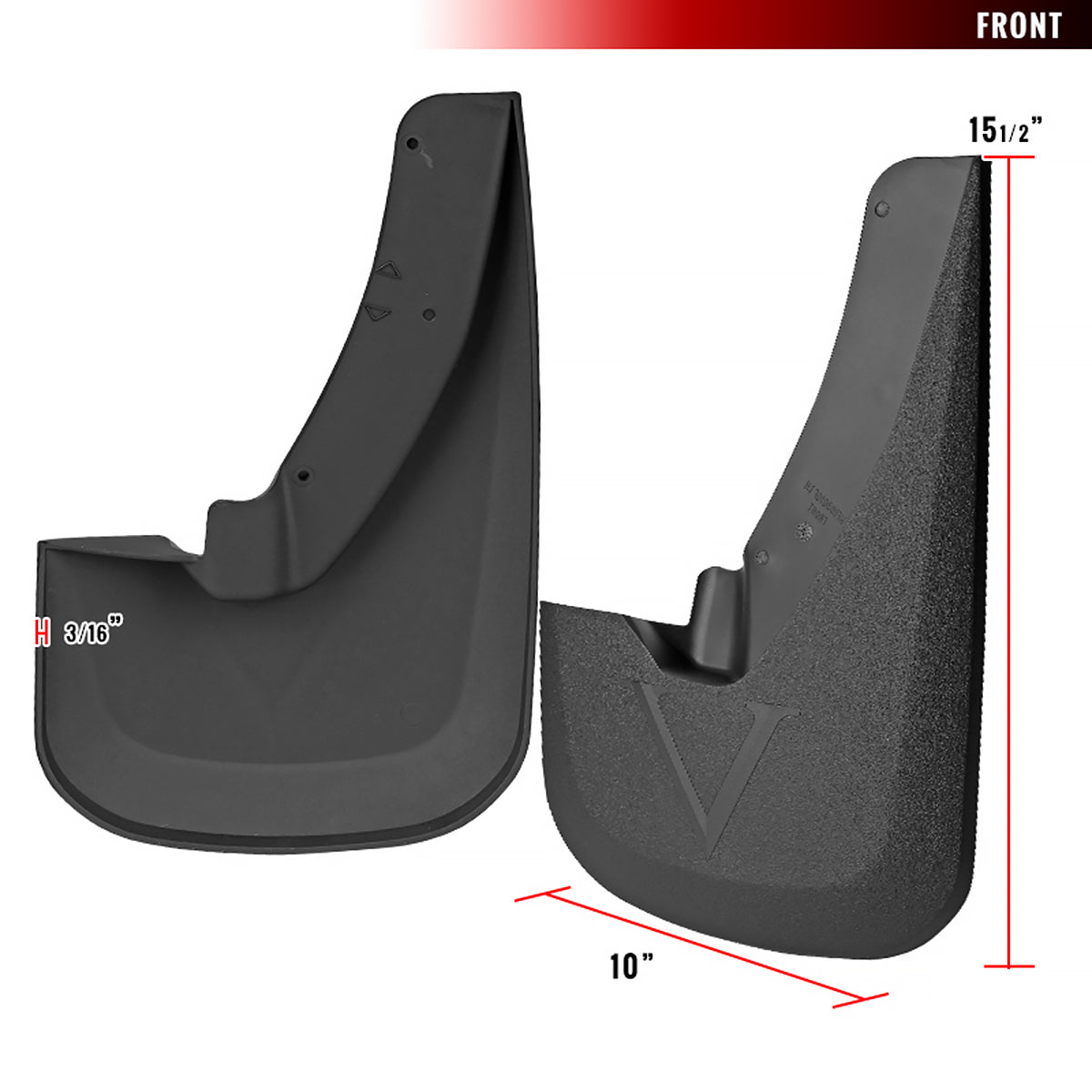2009-2018 Dodge RAM 1500 / 2019-2021 Dodge RAM Classic / 2010-2018 RAM 2500 3500 Black ABS Front & Rear Mud Flap Splash Guards (Models with OEM Wheel Lip Moldings)