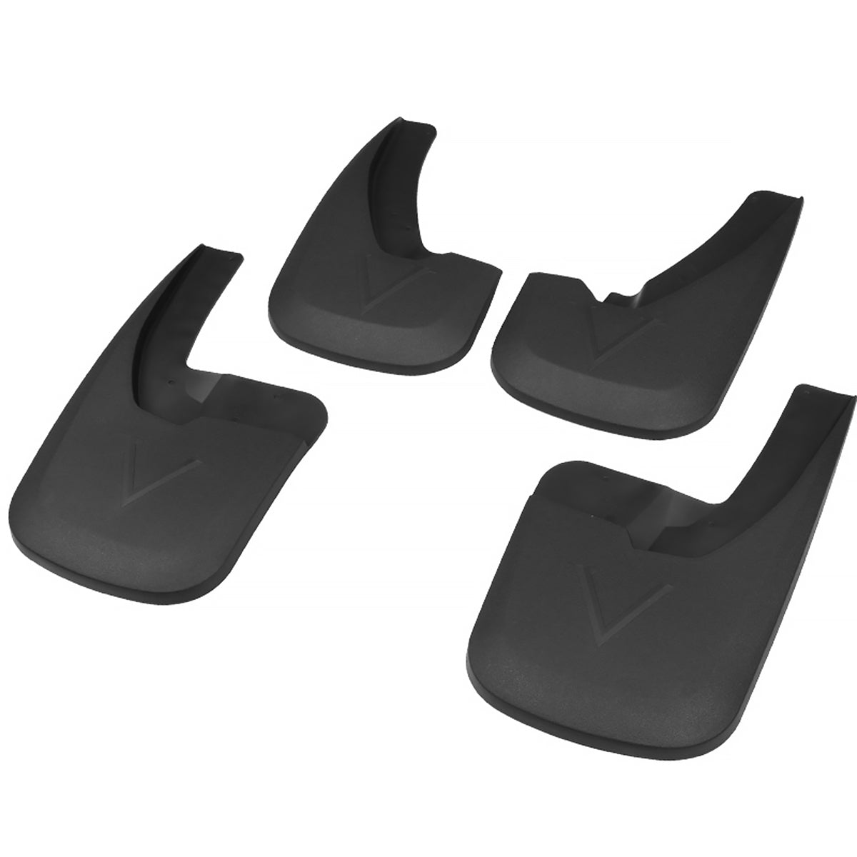 2009-2018 Dodge RAM 1500 / 2019-2021 Dodge RAM Classic / 2010-2018 RAM 2500 3500 Black ABS Front & Rear Mud Flap Splash Guards (Models with OEM Wheel Lip Moldings)
