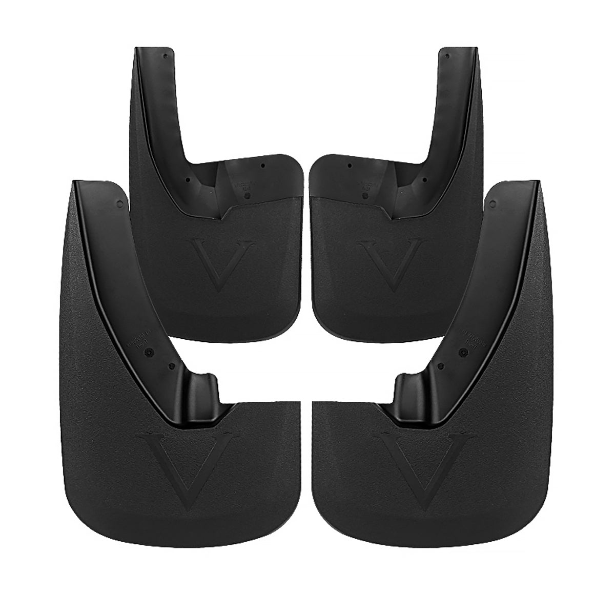 2009-2018 Dodge RAM 1500 / 2019-2021 Dodge RAM Classic / 2010-2018 RAM 2500 3500 Black ABS Front & Rear Mud Flap Splash Guards (Models with OEM Wheel Lip Moldings)