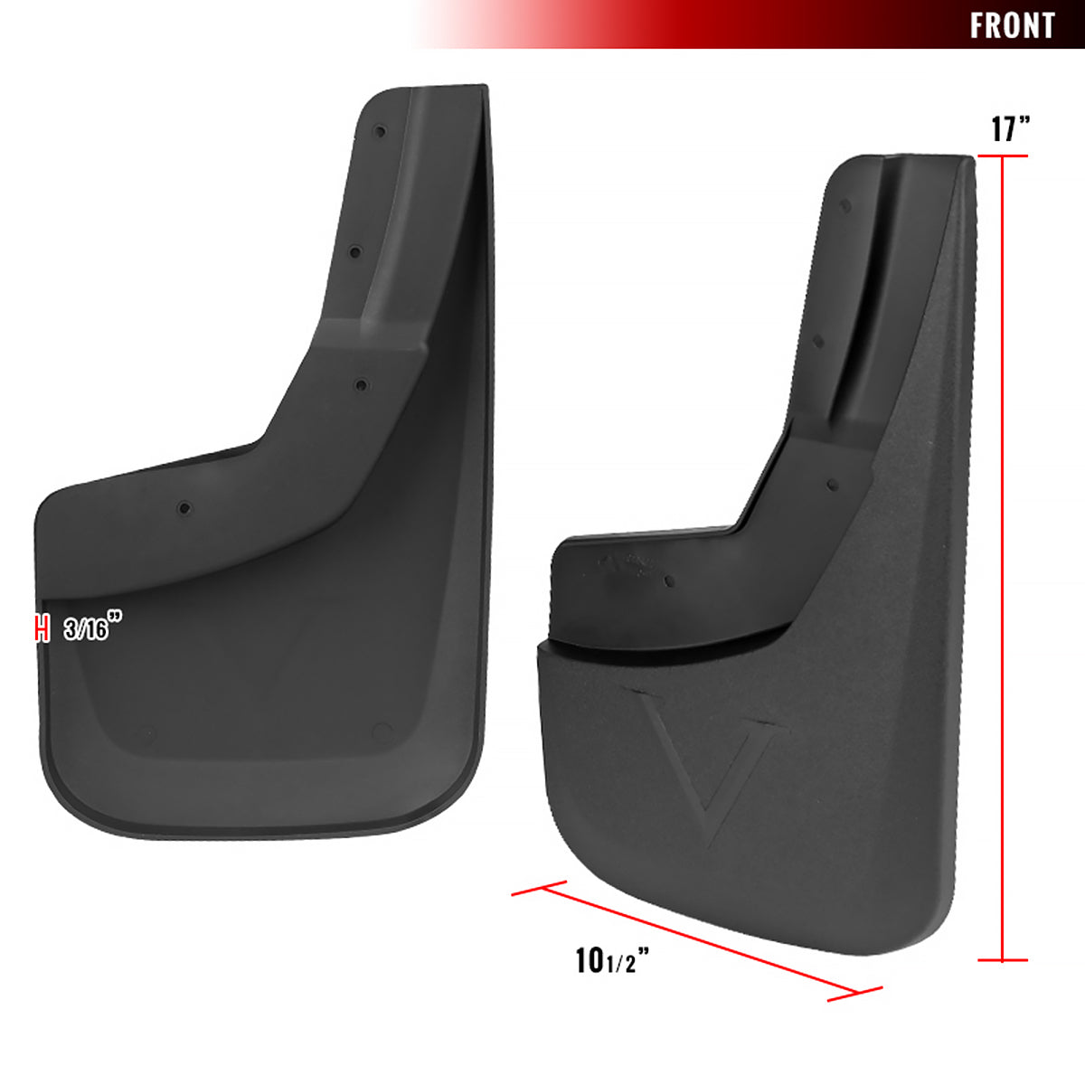 2014-2018 Chevrolet Silverado 1500/2500HD/3500HD ABS Front & Rear Mud Flap Splash Guards (Models without Fender Flares & Single Rear Wheel)