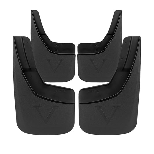 2014-2018 Chevrolet Silverado 1500/2500HD/3500HD ABS Front & Rear Mud Flap Splash Guards (Models without Fender Flares & Single Rear Wheel)