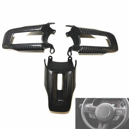 MUSTANG 15-23 CARBON FIBER STEERING WHEEL BUTTON TRIM REPLACEMENT