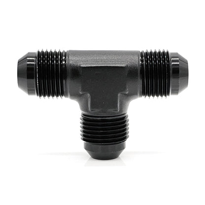 -3AN Male AN Flare Tee, Black Hard Anodized Aluminum