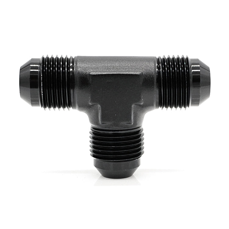 -4AN Male AN Flare Tee, Black Hard Anodized Aluminum