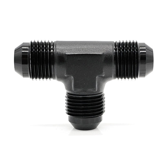 -10AN Male AN Flare Tee, Black Hard Anodized Aluminum
