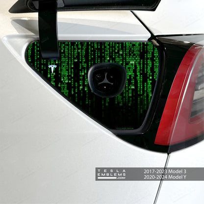 Digital Rain Tesla Charge Port Wrap | Model 3