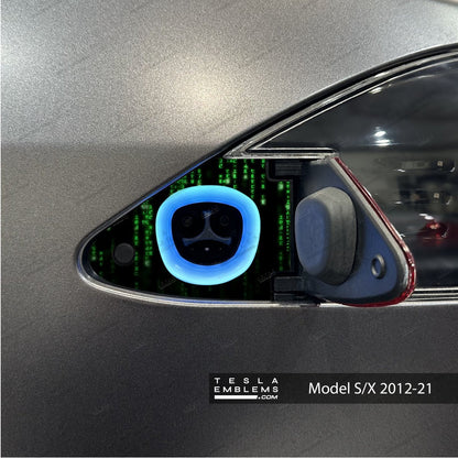 Digital Rain Tesla Charge Port Wrap | Model X