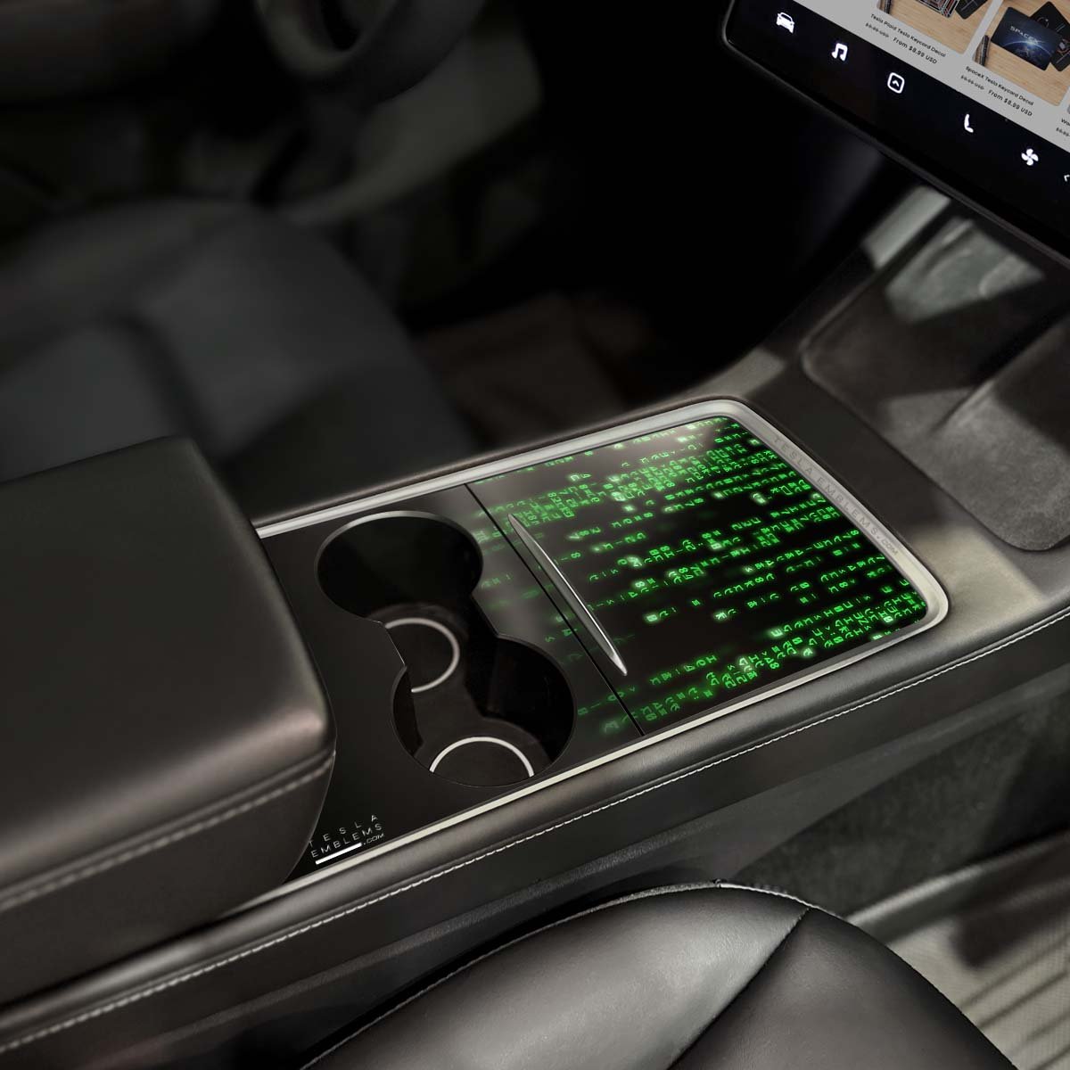 Digital Rain | Tesla Center Console Wrap Kit | Model 3 '21-24