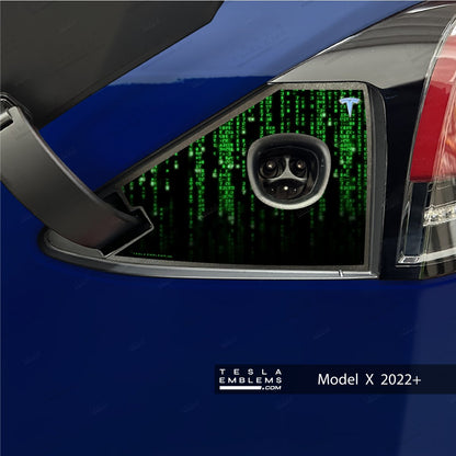 Digital Rain Tesla Charge Port Wrap | Model X