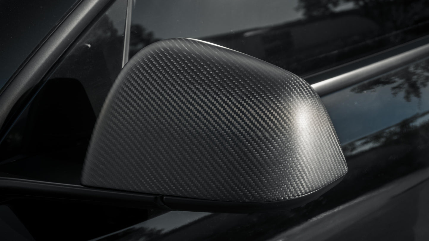 TESLA MODEL 3 Highland REAL CARBON FIBER SIDE REARVIEW MIRROR CAP COVERS IN MATTE & GLOSS
