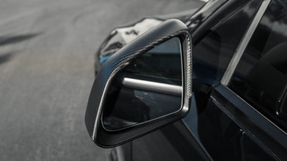 TESLA MODEL Y JUNIPER REAL CARBON FIBER SIDE REARVIEW MIRROR CAP COVERS IN MATTE & GLOSS