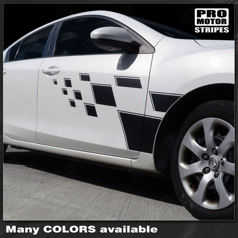 Mazda 3 2009-2013 Checkered Rally Racing Side Stripes