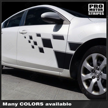 Mazda 3 2009-2013 Checkered Rally Racing Side Stripes