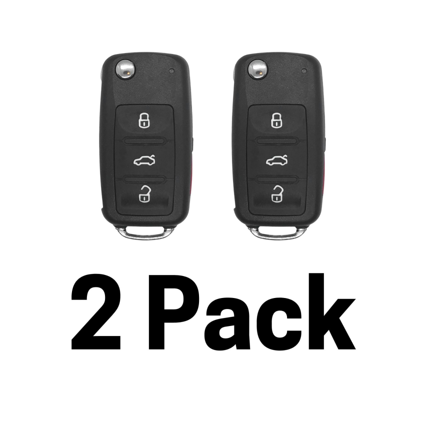 Volkswagen 4 Button Flip Key Remote 2010-2016 for FCC: NBG010206T (PEPS) (Pack of 2)