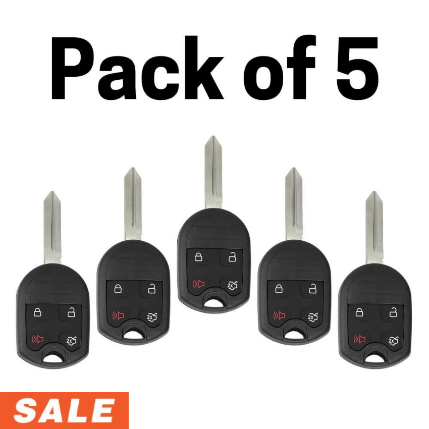 Ford Lincoln Mercury 4 Button Remote Head Key 2001-2013 for CWTWB1U793 (Pack of 5)