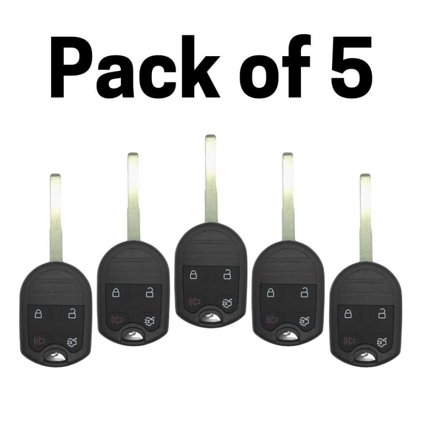 Ford 4 Button Remote Head Key with High Security Blade for FCC: CWTWB1U793 (Pack of 5)