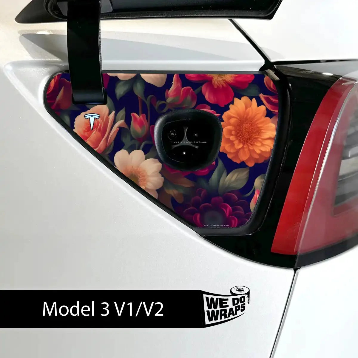 Midnight Bloom Tesla Charge Port Wrap | Model 3