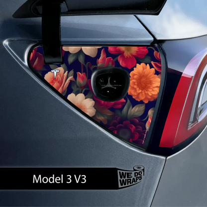 Midnight Bloom Tesla Charge Port Wrap | Model 3