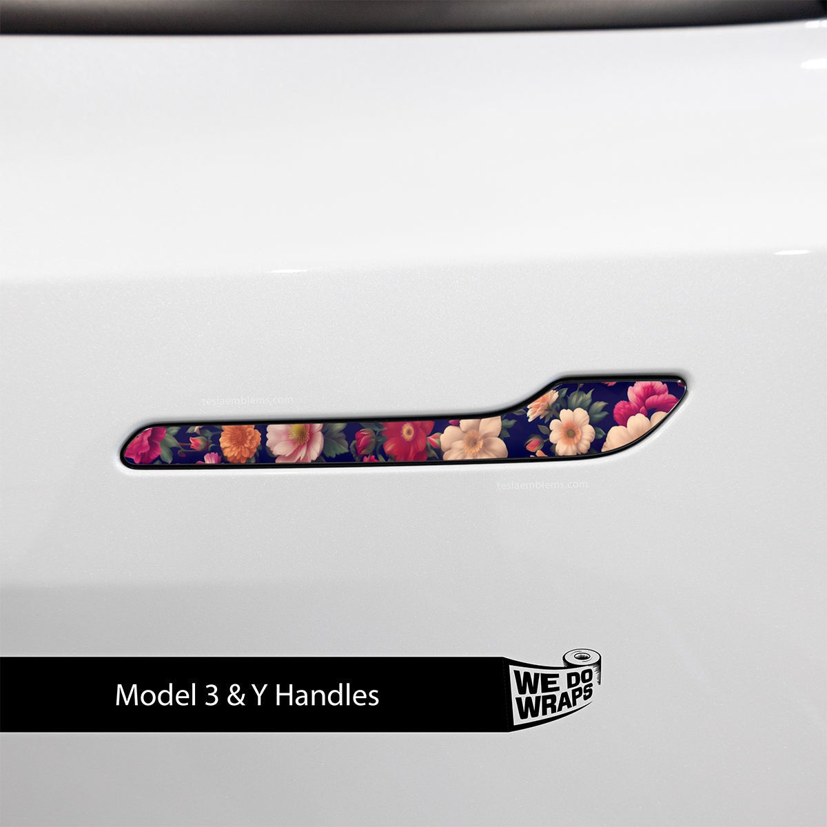 Midnight Bloom Tesla Door Handle Decals (4pcs)